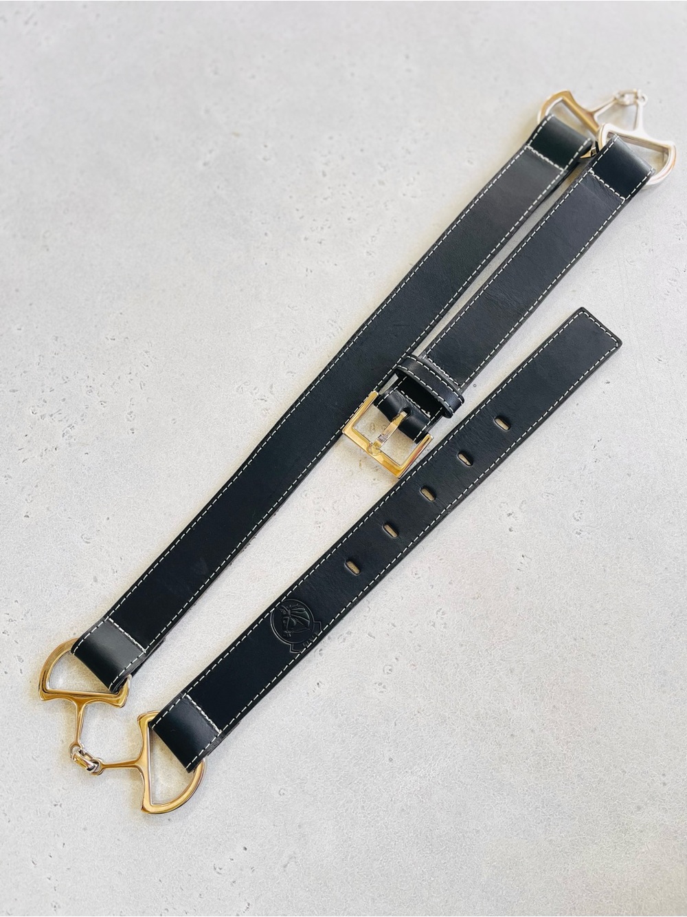 Lilo Espana Black Leather Horse Bit Equestrian Belt 36”